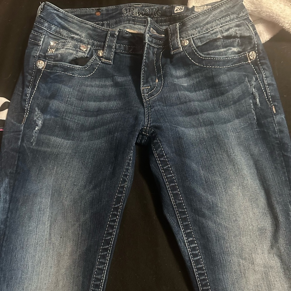 Miss Me Blue Skinny Jeans with Faded Wash